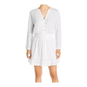 Rails Dress Jasmine smocked waist long sleeve linen mix white size X-Large XL